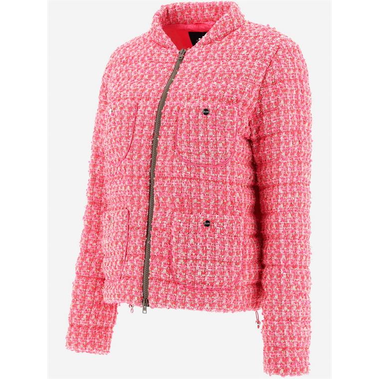 Herno Boucle Jacket, Camel/Neon Pink